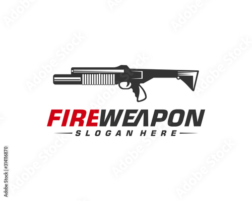 Weapon Fire logo design vector, Machine gun vector, Design Illustration