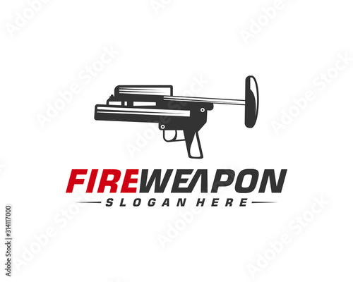 Weapon Fire logo design vector, Machine gun vector, Design Illustration