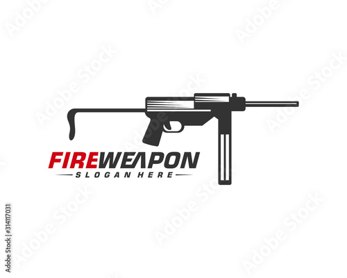Weapon Fire logo design vector, Machine gun vector, Design Illustration
