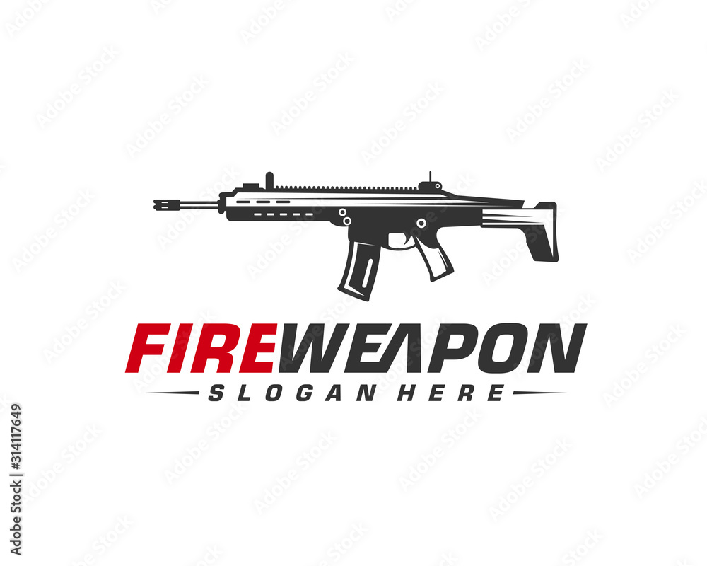 Weapon Fire logo design vector, Machine gun vector, Design Illustration Weapon Fire logo design vector, Machine gun vector, Design Illustration