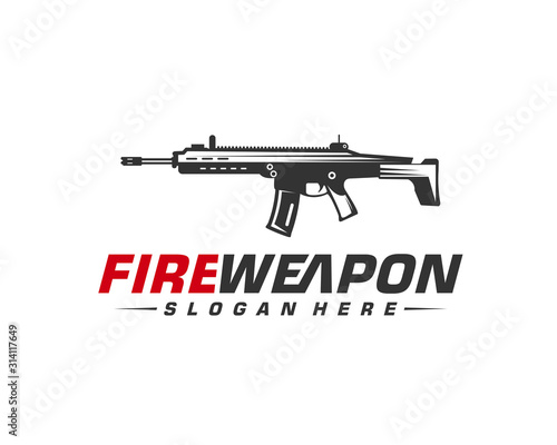 Weapon Fire logo design vector, Machine gun vector, Design Illustration