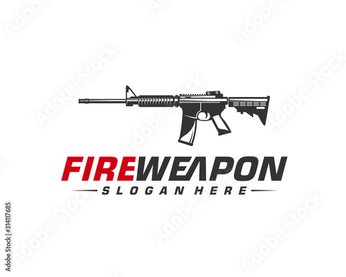 Weapon Fire logo design vector, Machine gun vector, Design Illustration