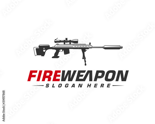 Weapon Fire logo design vector, Machine gun vector, Design Illustration