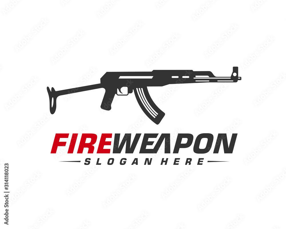 Weapon Fire logo design vector, Machine gun vector, Design Illustration Weapon Fire logo design vector, Machine gun vector, Design Illustration