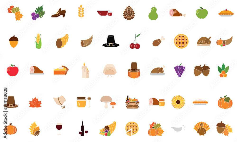 Set of thanksgiving icons