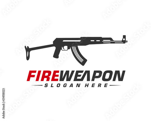 Weapon Fire logo design vector, Machine gun vector, Design Illustration