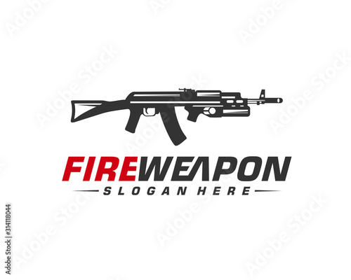 Weapon Fire logo design vector, Machine gun vector, Design Illustration