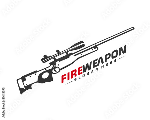 Weapon Fire logo design vector, Machine gun vector, Design Illustration