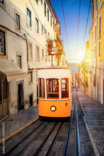 Bica Funicular is a famous tourist attraction in Lisbon. Portugal. Europe.