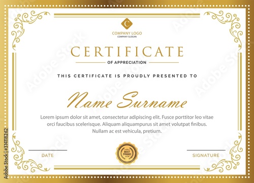 Golden Creative certificate design