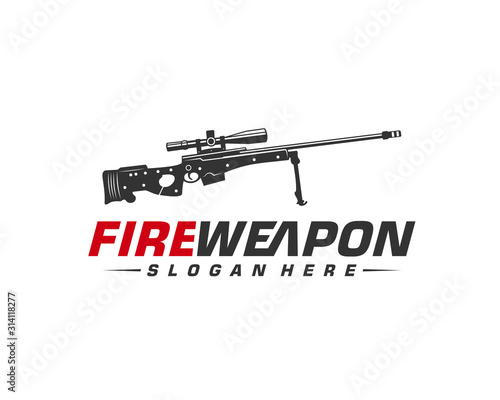 Weapon Fire logo design vector, Machine gun vector, Design Illustration