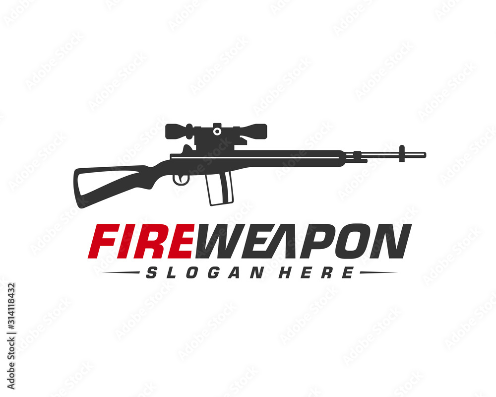 Weapon Fire logo design vector, Machine gun vector, Design Illustration Weapon Fire logo design vector, Machine gun vector, Design Illustration