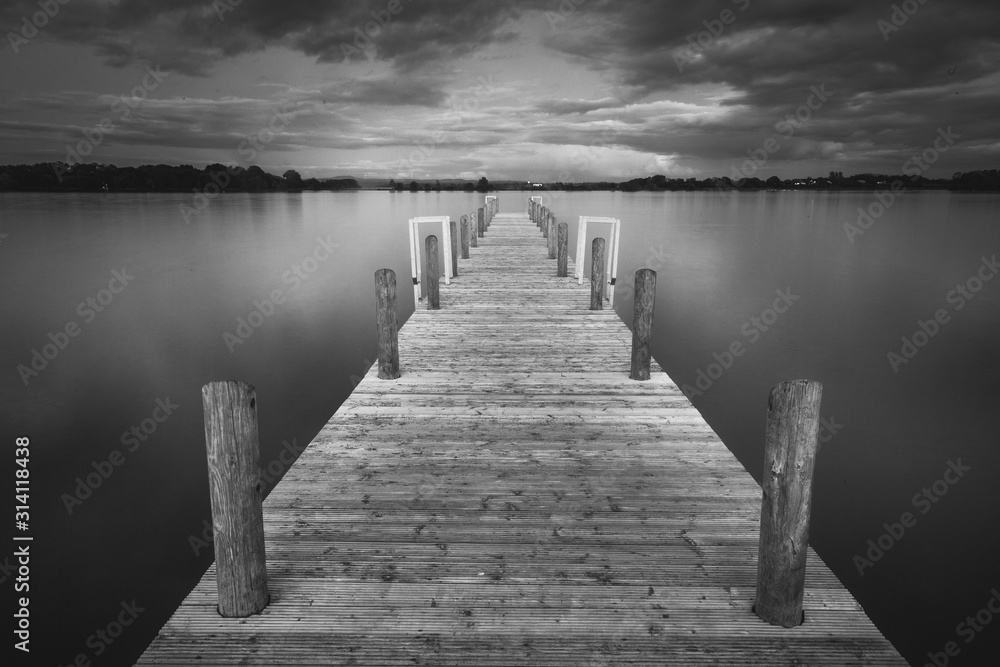 black and white jetty pier