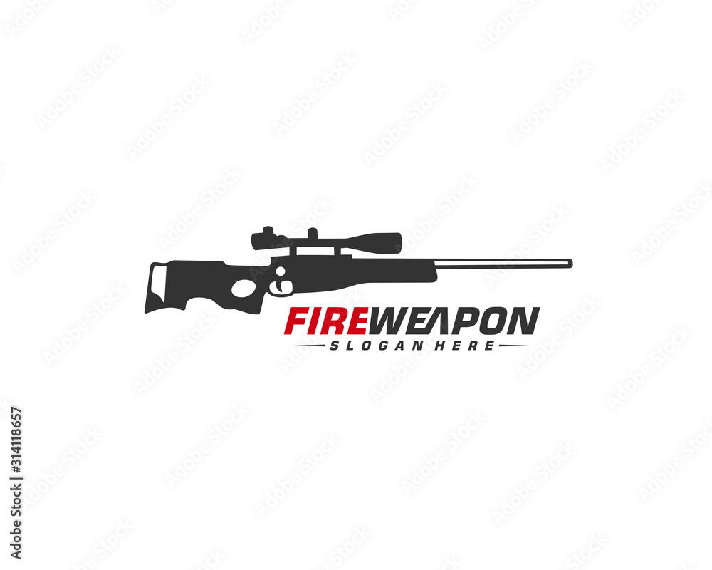 Weapon Fire logo design vector, Machine gun vector, Design Illustration