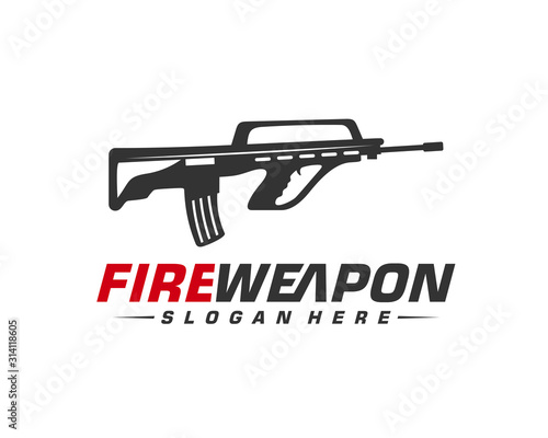 Weapon Fire logo design vector, Machine gun vector, Design Illustration