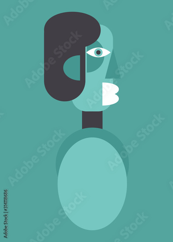 Abstract portrait of man. Art, vector illustration.