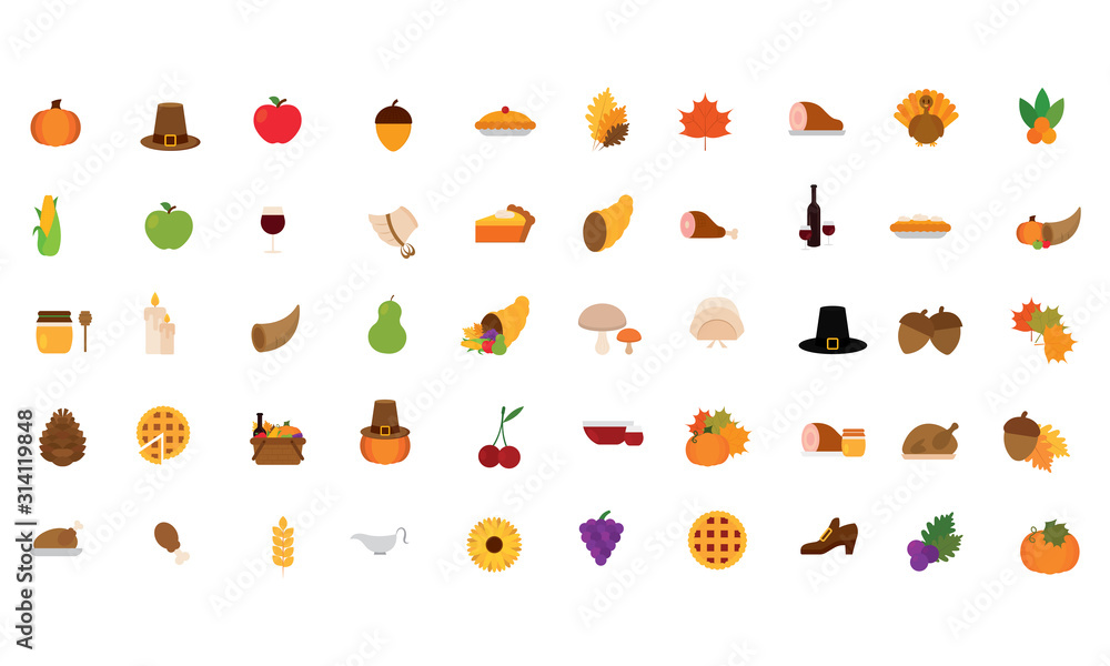 Set of thanksgiving icons Set of thanksgiving icons