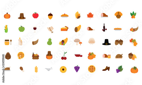 Set of thanksgiving icons