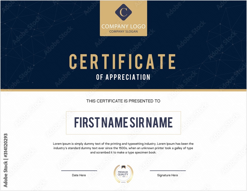 Obraz premium Creative blue Creative certificate design template