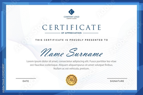 Designer Certificate. Template diploma currency border. Award background Gift voucher. Vector illustration.