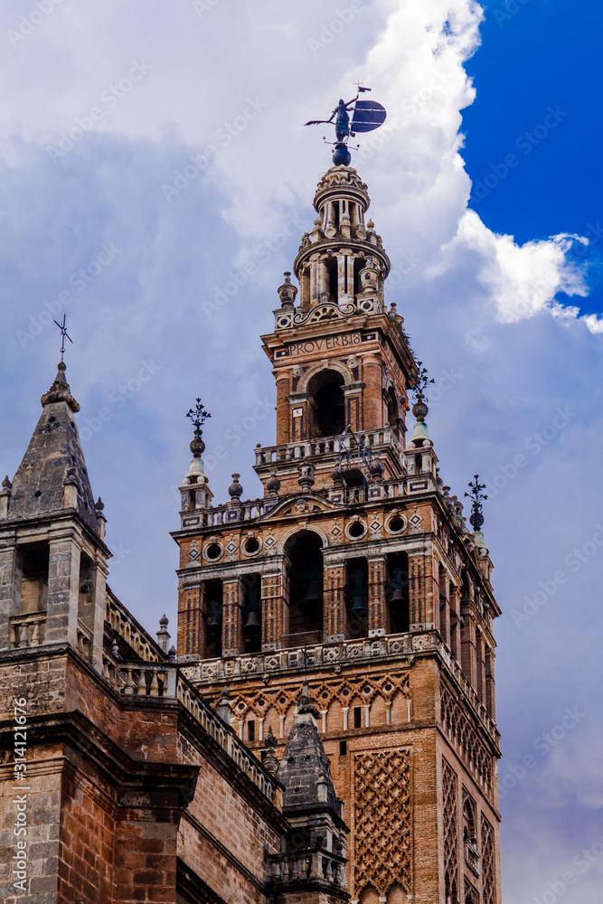 Top Giralda Sevilla Cathedral. Andalusia, Spain.