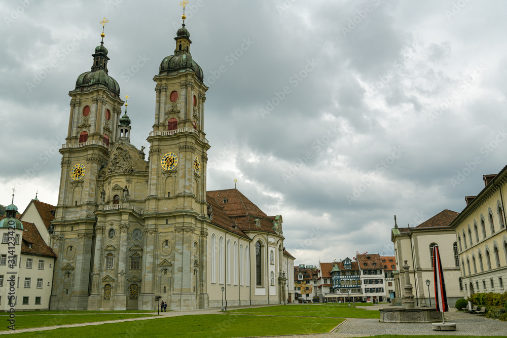 St. Gallen Cathedral close to historic abbey in city of St. Gallen, Switzerland
