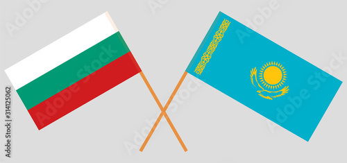 Crossed flags of Kazakhstan and Bulgaria