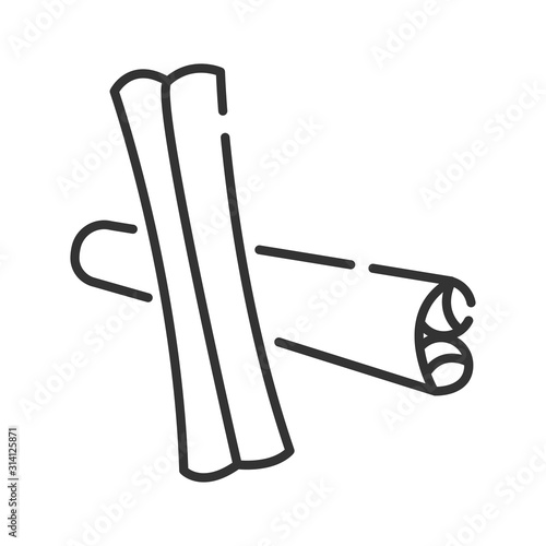 Rolled sticks of cinnamon black line icon. Spices product. Cooking ingredient.