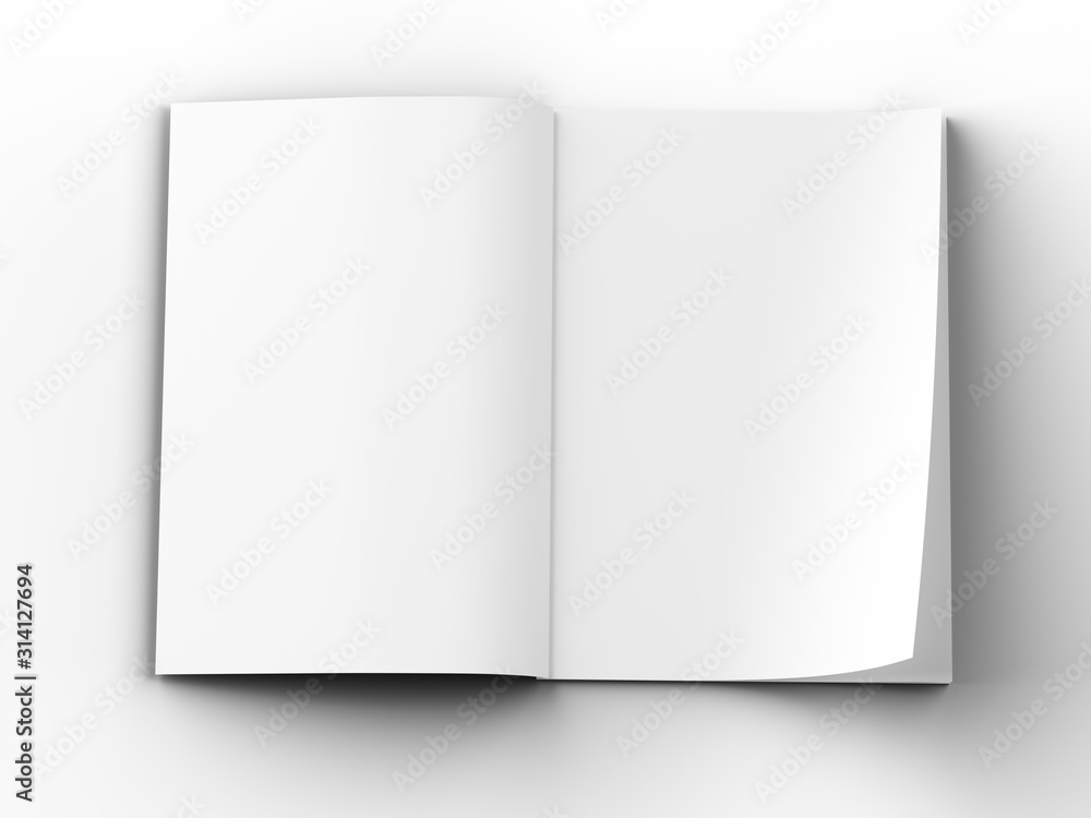 Magazine with open cover. Vertical A4 format. 3d illustration. Magazine with open cover. Vertical A4 format. 3d illustration.