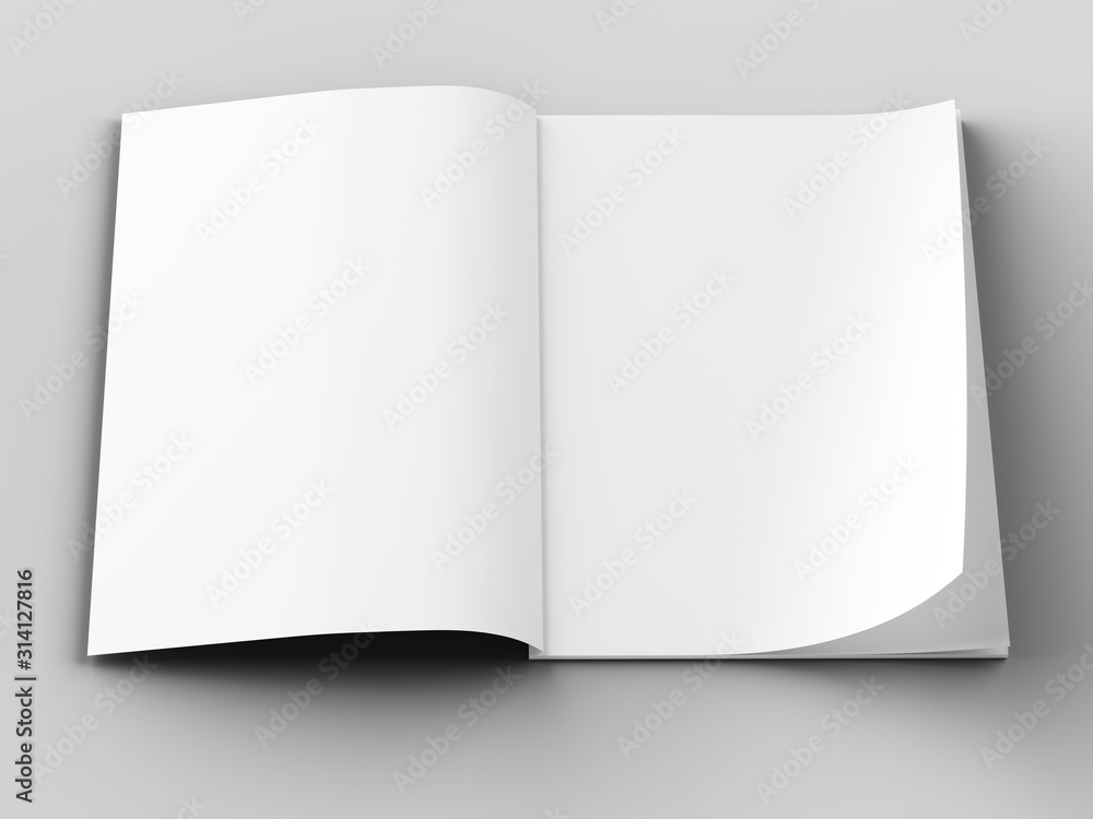 Magazine with open cover. Vertical A4 format. 3d illustration. Magazine with open cover. Vertical A4 format. 3d illustration.
