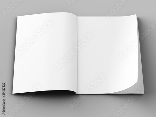 Magazine with open cover. Vertical A4 format. 3d illustration.