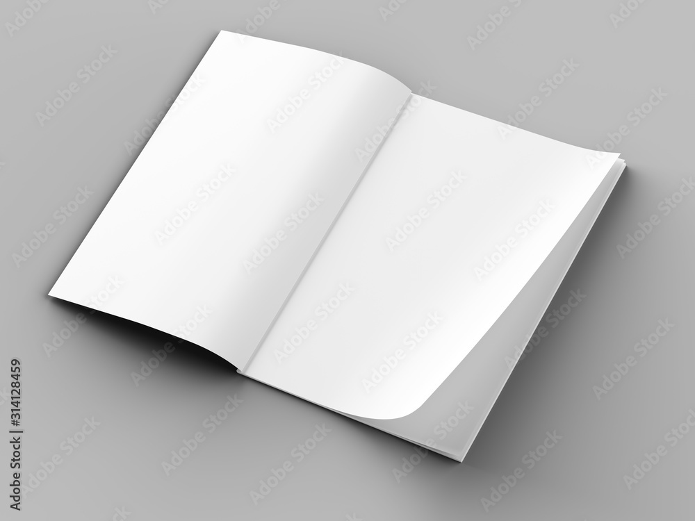 Magazine with open cover. Vertical A4 format. 3d illustration. Magazine with open cover. Vertical A4 format. 3d illustration.