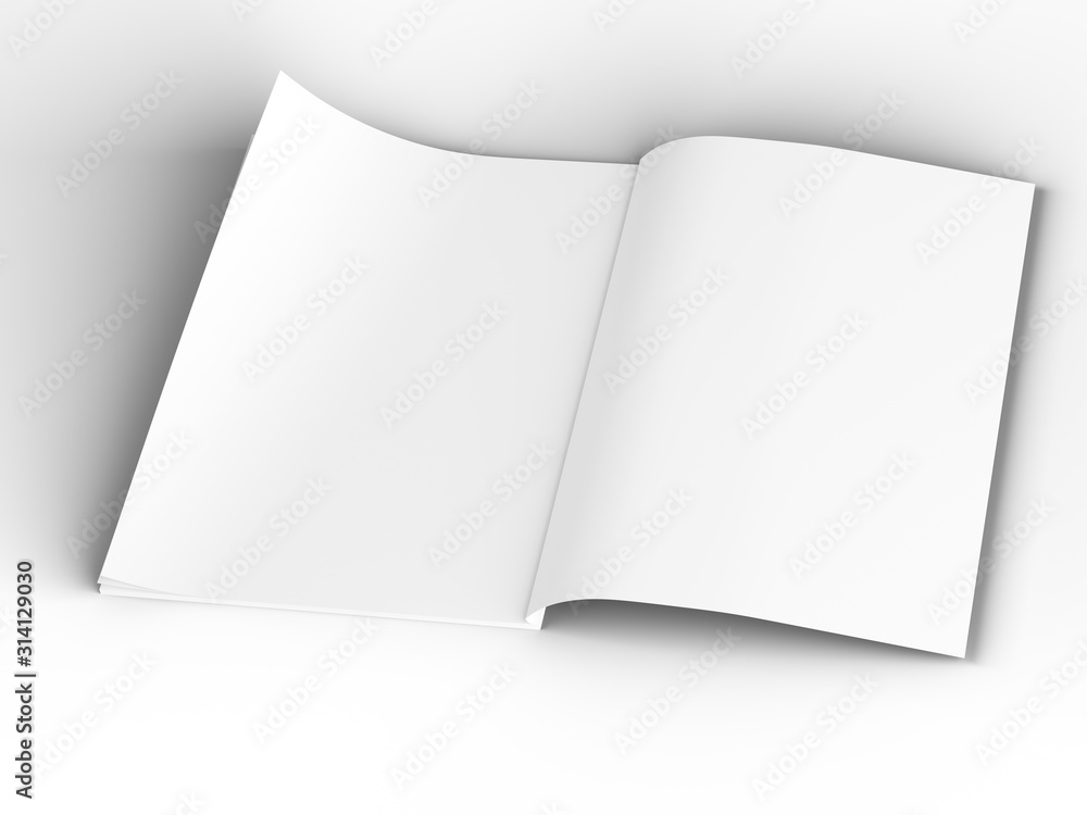 Magazine with open cover. Vertical A4 format. 3d illustration. Magazine with open cover. Vertical A4 format. 3d illustration.