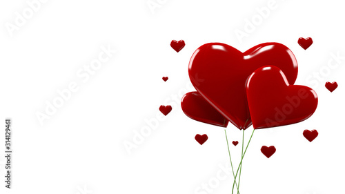 Fototapeta Naklejka Na Ścianę i Meble -  Red heart of balloons on white background