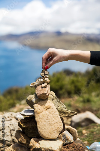 Stone stacking at Isla del ...