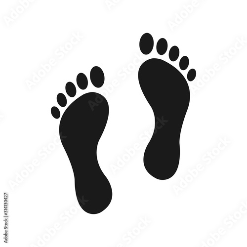 Footprint vector illustration, human foot print symbol, feet silhouette isolated on white background