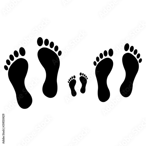 Footprint vector illustration, human foot print symbol, feet silhouette isolated on white background