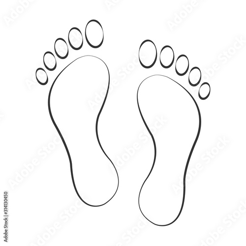 Footprint vector illustration, human foot print symbol, feet silhouette isolated on white background