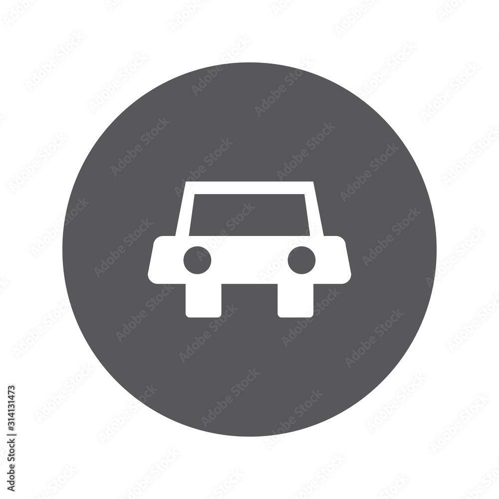 Car monochrome simple icon with circular background. Vector design. Car monochrome simple icon with circular background. Vector design.