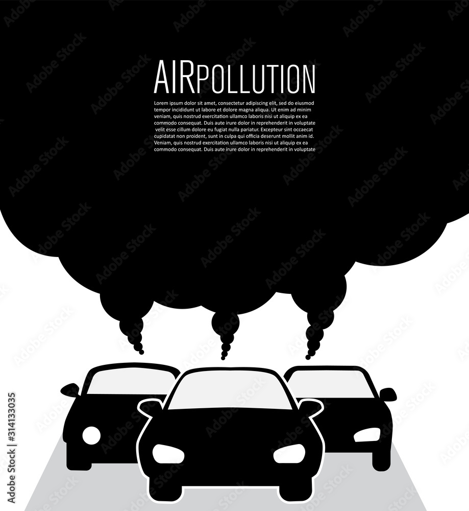 Car air pollution. Global warming vector illustration Stock Vector