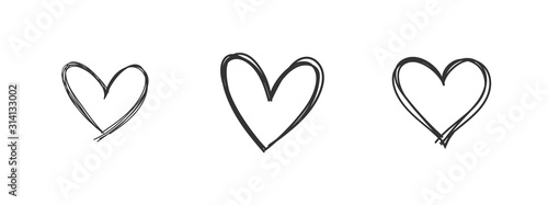 Heart doodles. Hand drawn love symbol. Valentine's day sketches.