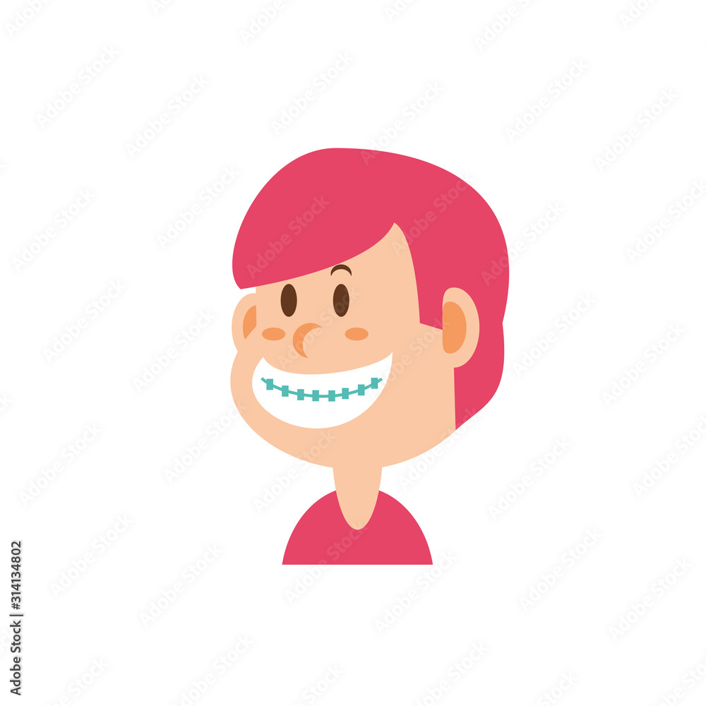 Isolated boy cartoon with brackets vector design Isolated boy cartoon with brackets vector design