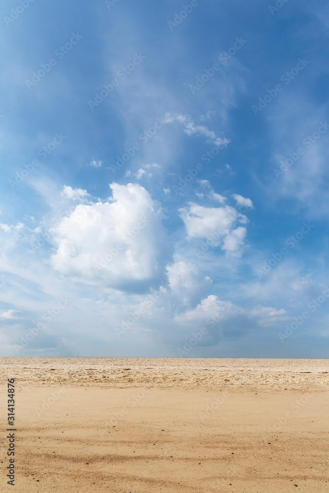 Sand and sky. Summer heat context. German beach. Desert landscape Sand and sky. Summer heat context. German beach. Desert landscape