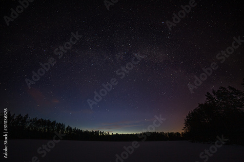 one million stars during the sunrise, Sweden. long exposure. Milky way