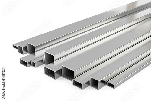 Rolled metal products. Steel profiles, isolated on white background. Clipping path included