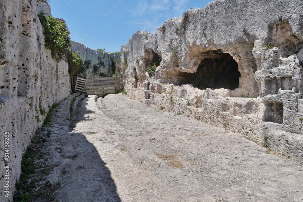 Sicily - Syracuse - old stone road.