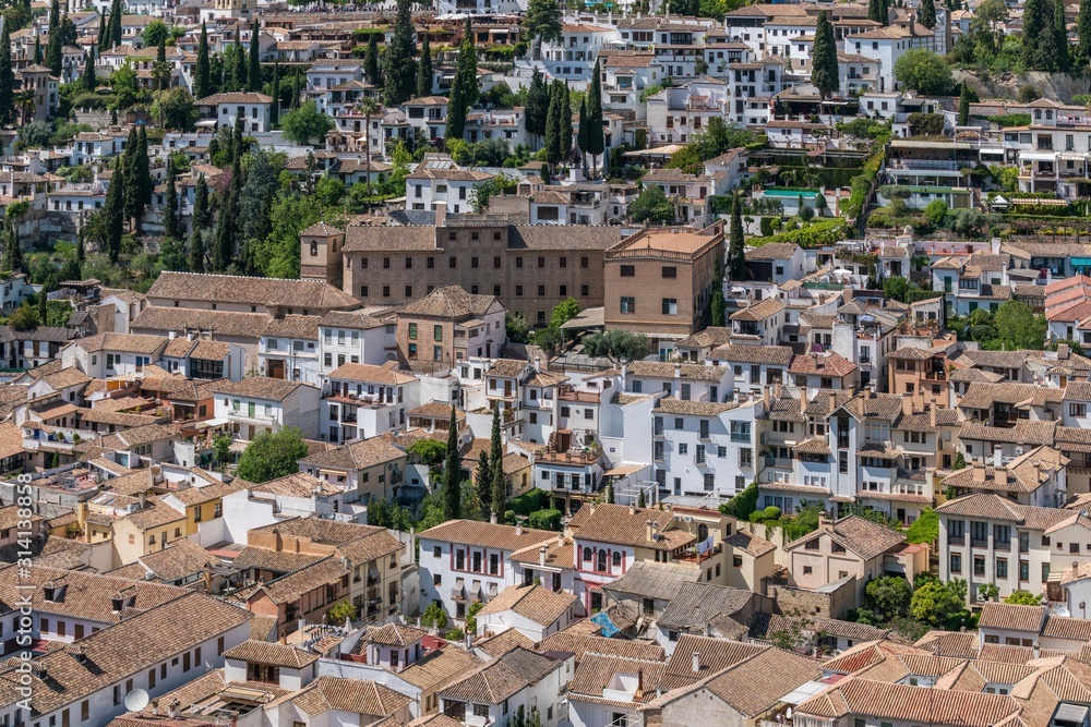 Aerial view of Granada cityscape, Spain