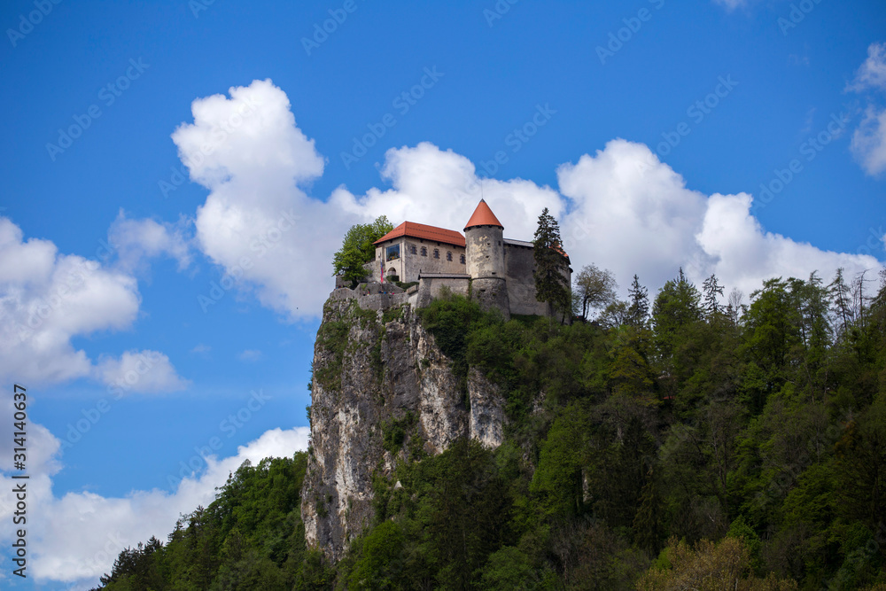Bled castle above Bled lake in Slovenia