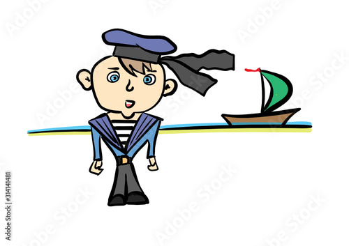cartoon seaman in suit