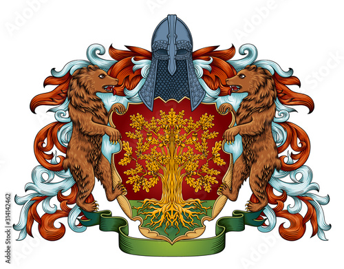Imperial coat of arms - heraldic royal emblem shield with crown and laurel